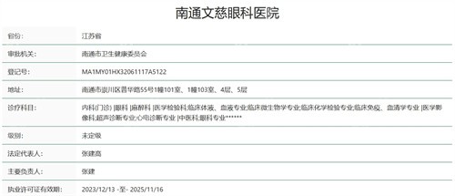 南通文慈眼科医院属于几级