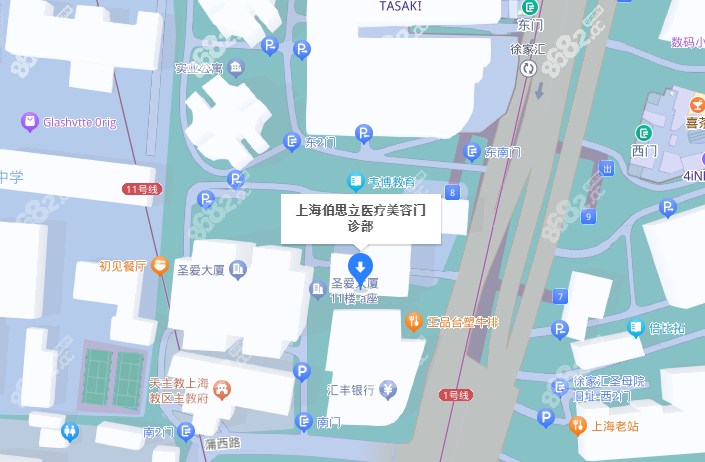 唐毅医生坐诊的上海伯思立医疗美容地址示意图