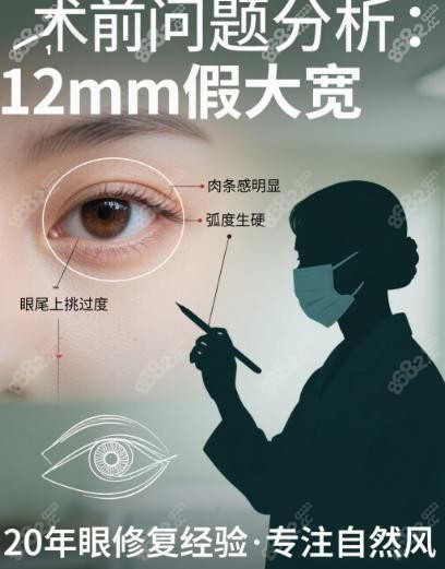 上海郑小红双眼皮改成内双的实例:从12mm假大宽到6mm自然