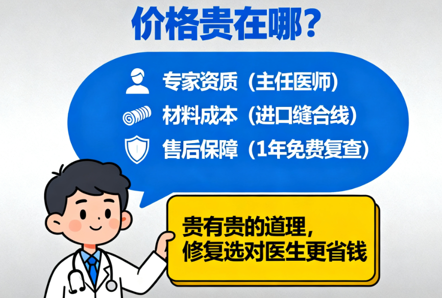 管果双眼皮修复价格表:按失败程度分,每个项目都明码标价