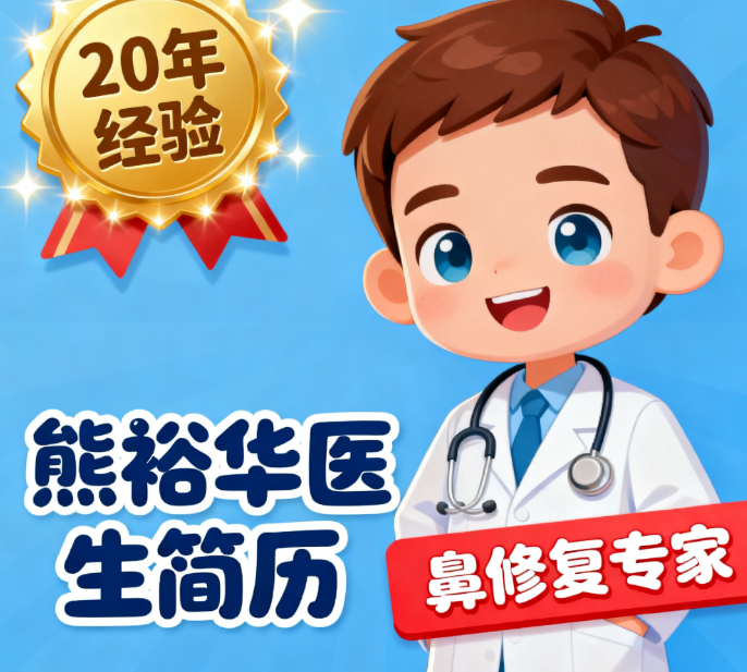 上海熊裕华医生个人简历介绍：20年专注鼻修复，看肋骨鼻真实成效图