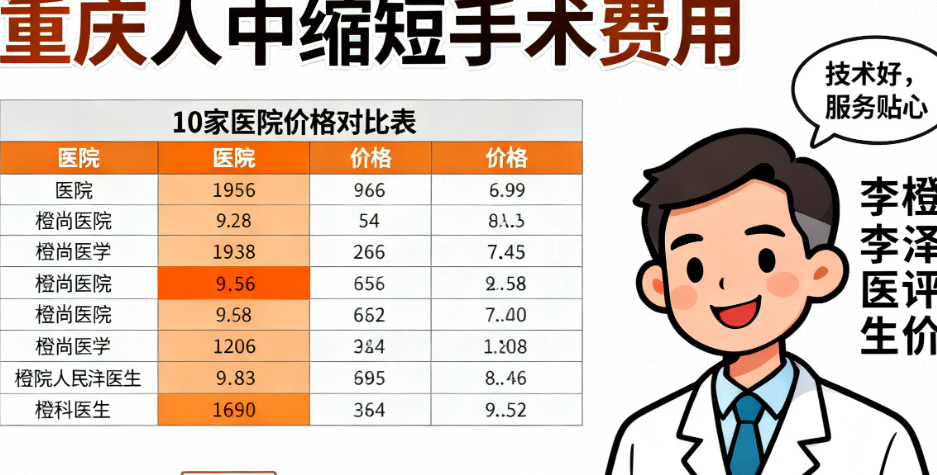 重庆人中缩短手术费用一览表：10家医院价格对比，橙尚李泽医生口碑比较好！