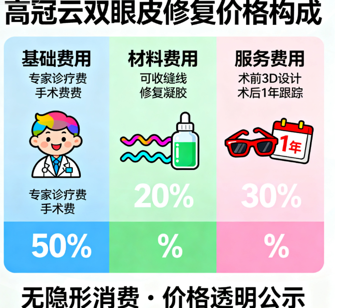 上海高冠云双眼皮修复价格差异的核心原因一：修复难度分层