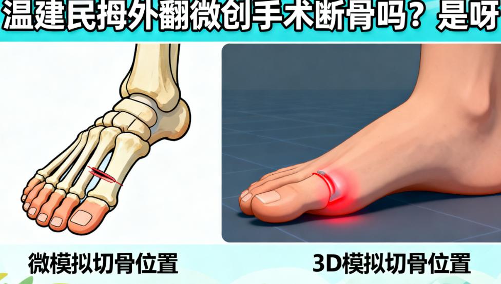 溫建民拇外翻微創(chuàng)手術(shù)斷骨嗎？是呀！附3D模擬切骨位置+術(shù)后復(fù)查注意啥