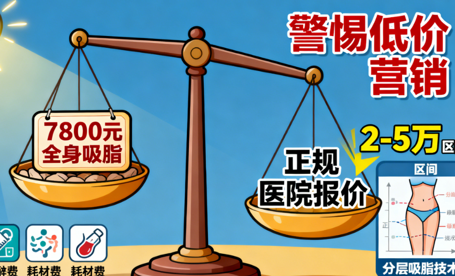冯庆亮吸脂手术费用大揭秘！7800元全身吸脂靠谱吗？真实案例对比冯斌吸脂价格
