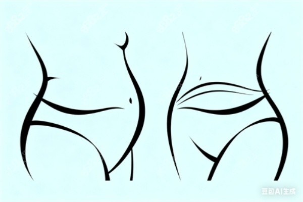 腹部做吸脂卡通展示圖