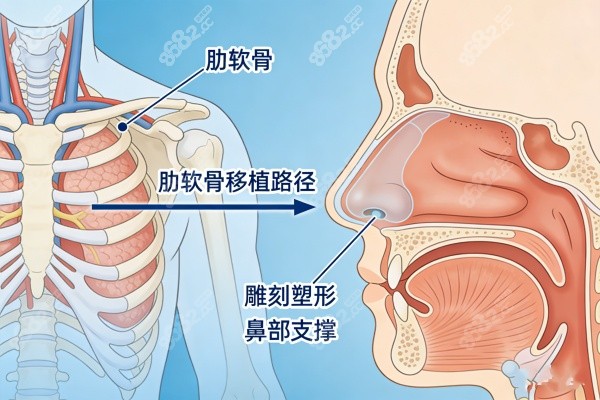 肋骨隆鼻卡通圖展示