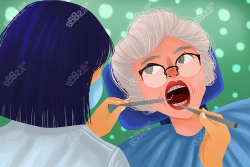 老人牙齒檢查卡通圖 老人牙齒檢查卡通圖