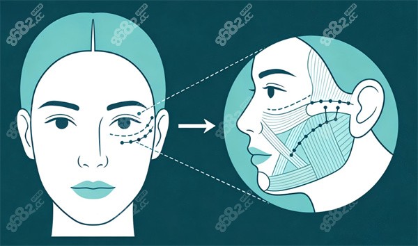 面部提升卡通示意圖