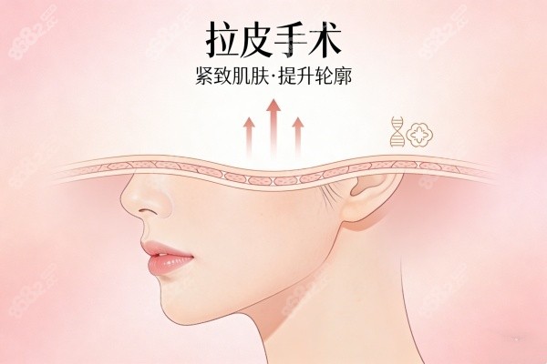 面部提升拉皮手術(shù)卡通圖展示