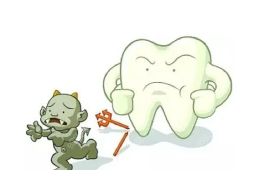 牙齒清潔卡通圖